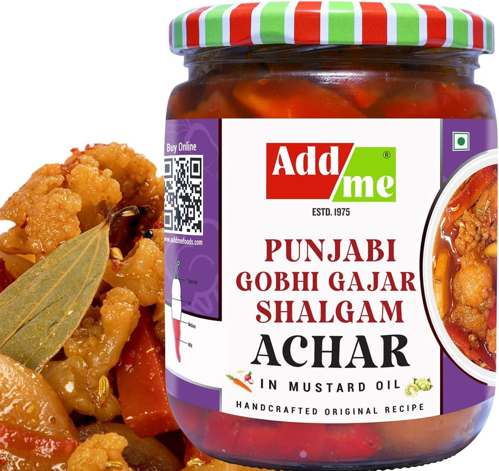 Add me Home Made Sweet Mixed Pickle of Gobhi Gajar Shalgam Achar 600 gm Punjabi Mixed Pickles of Carrot, Turnip & Cauliflower with Garlic and onion