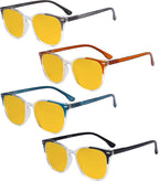 Eyekepper 4 Pack Blue Light Blocking Glasses for Women Blue Light Filter Eyeglasses Amber Tinted