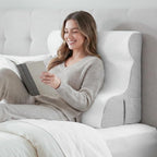 Wedge Pillow for Sleeping - Orthopedic Bed Wedge Pillow for Post-Surgery Recovery, Acid Reflux & Snoring Relief - Memory Foam Back Support Pillow for Sitting Up in Bed, Headboard Cushion - White