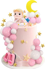 30PCS Pink Baby Girl Cake Decorations Its a Girl Cake Topper Pink Ball Cake Toppers for Baby Shower Birthday Cake Decoration