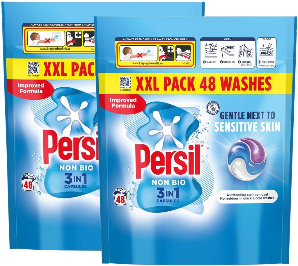 Persil XL 3-in-1 Washing Capsules Outstanding Stain Removal with No Residues Even in Quick and Cold Washes 7 Days of Lasting Freshness Washing Pods 48 Washes (Buy 2, Non Bio)