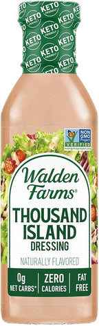 Walden Farms Thousand Island Dressing - Calorie-Free, Gluten-Free, Low Carb, Keto-Friendly, Sugar-Free, Dairy-Free Creamy Thousand Island Flavor - 12 oz Bottle