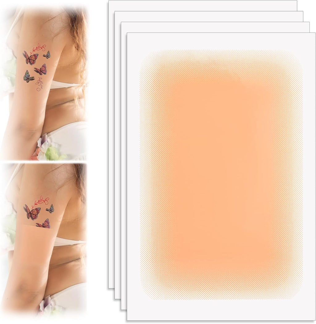 10PCS Invisible Tattoo Cover Up Patch, Ultra-Thin Breathable Scar Tape, Waterproof Sweatproof Body Skin Makeup Sticker Concealer Pad for Tattoo, Scar, Birthmarks (Skin Color, 4.72 x 3.38 inch)