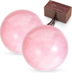 2 Pcs 1.4" Chinese Health Exercise Stress Baoding Balls Rose Quartz Pink Massage Balls Small Meditation Balls with 1 Box Packed for Hand Therapy Hand Exercise Ball