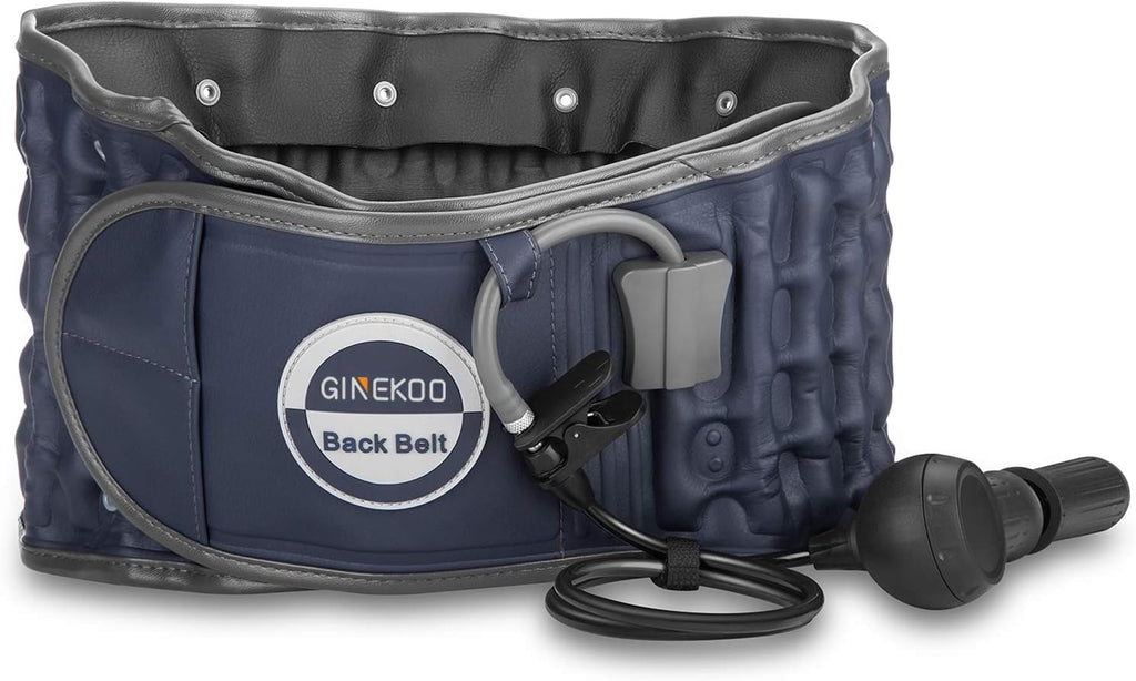 Decompression Belt - Inflatable Spinal Traction Brace for Lumbar Support and Lower Back Pain, Back Reliever for Men and Women, Navy Blue (29-49 Inch Waist)