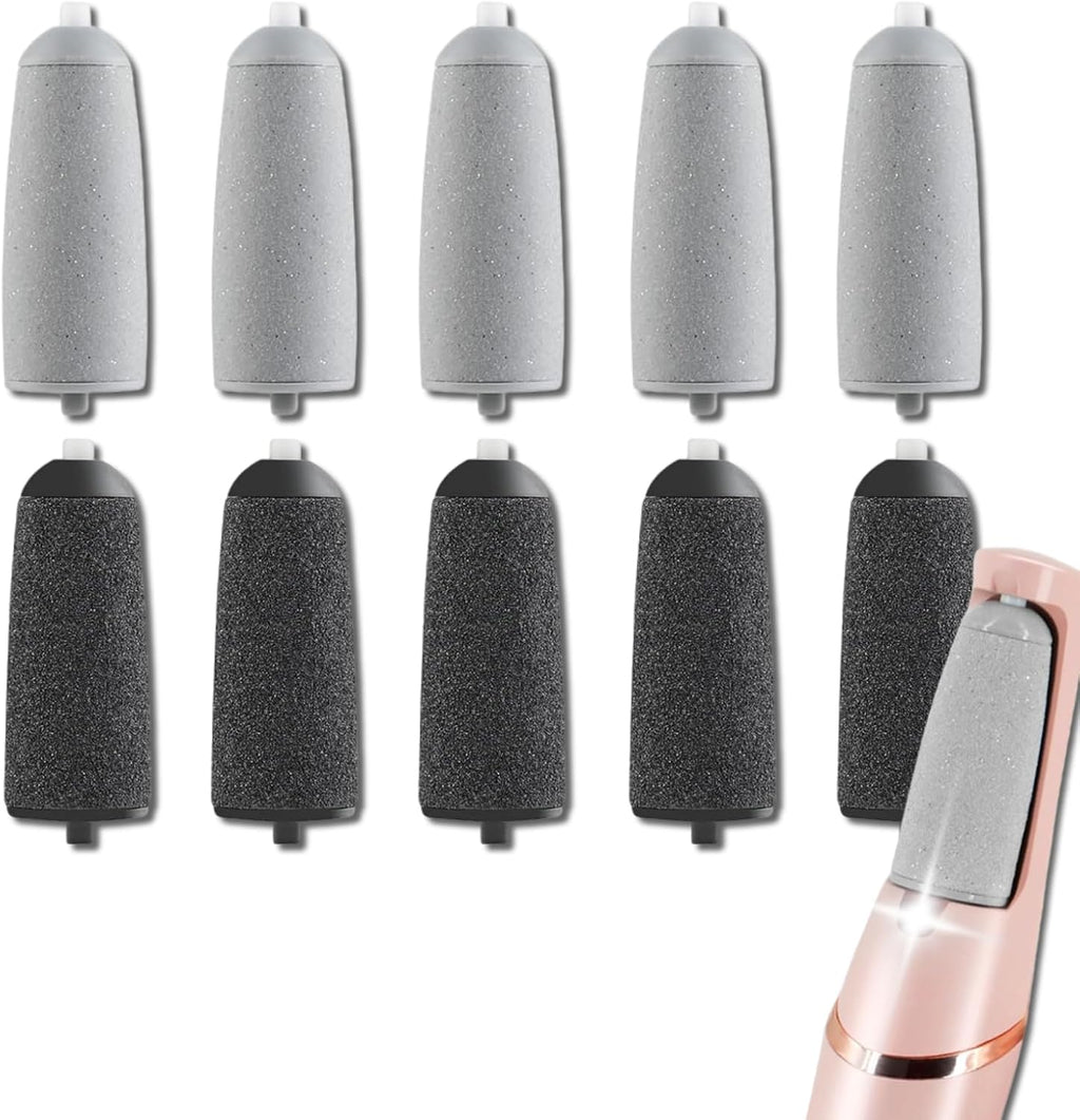 10 Pack Pedicures Replacement Heads for Flawless Replacement Heads，Electric Feet Callus Remover Roller Refills Compatible with Most Flawless Pedi Haootadiy Zaboul etc(5 Black Coarse and 5 Gray Fine)