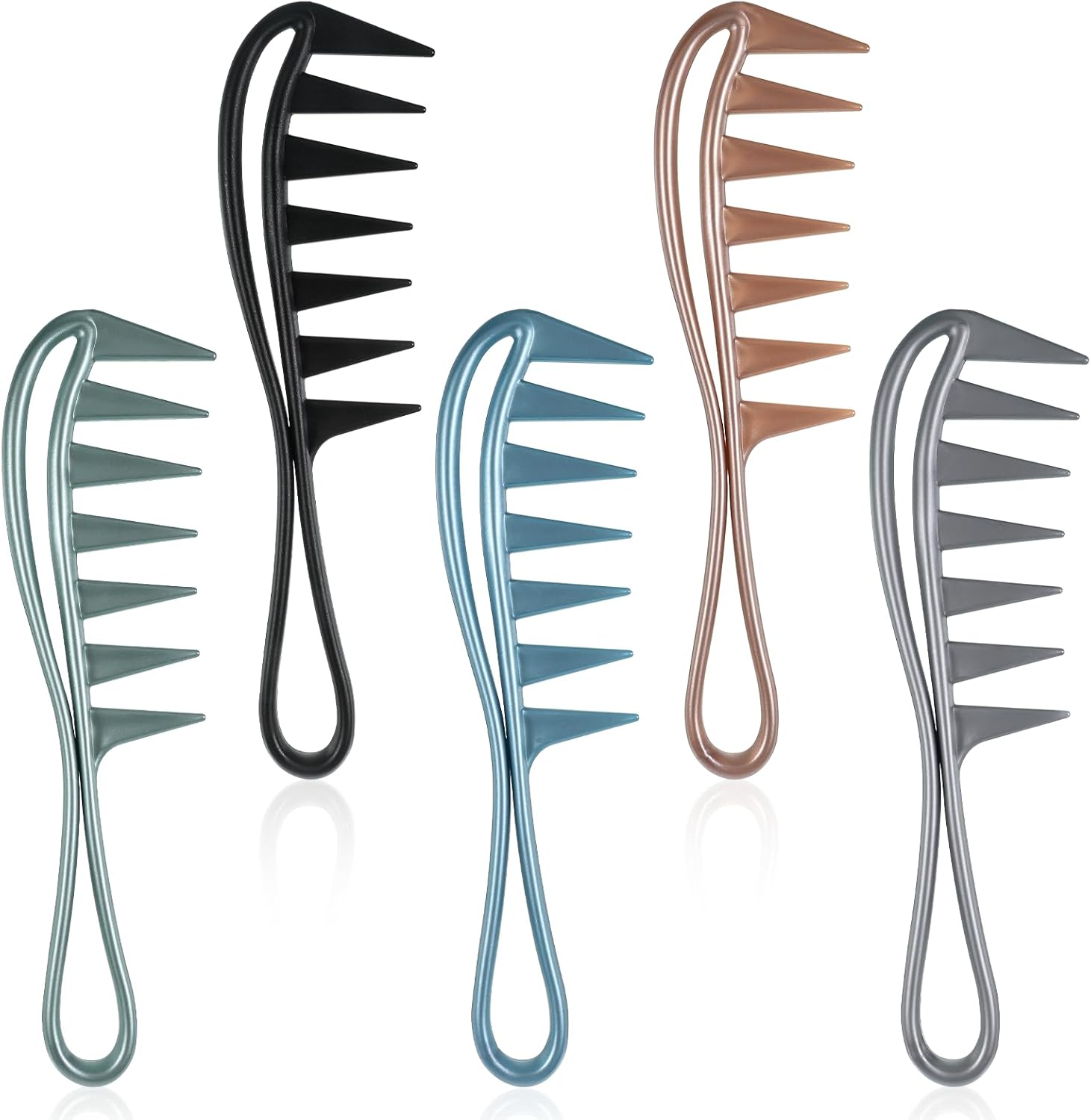 5 Pcs Large Shark Teeth Hair Combs Wide Tooth Comb Curl Comb for Brushing out Curls Professional Salon Afro Coarse Combs for Men Women Wet Wavy Thick Hair Styling Home Barber