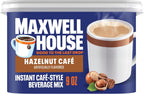 Maxwell House Instant Cafe-Style Beverage Mix, Easy to Prepare, 1 Canister, for Quick Morning Coffee or Afternoon Treat, Hazelnut Cafe, Kosher Dairy, 9 oz