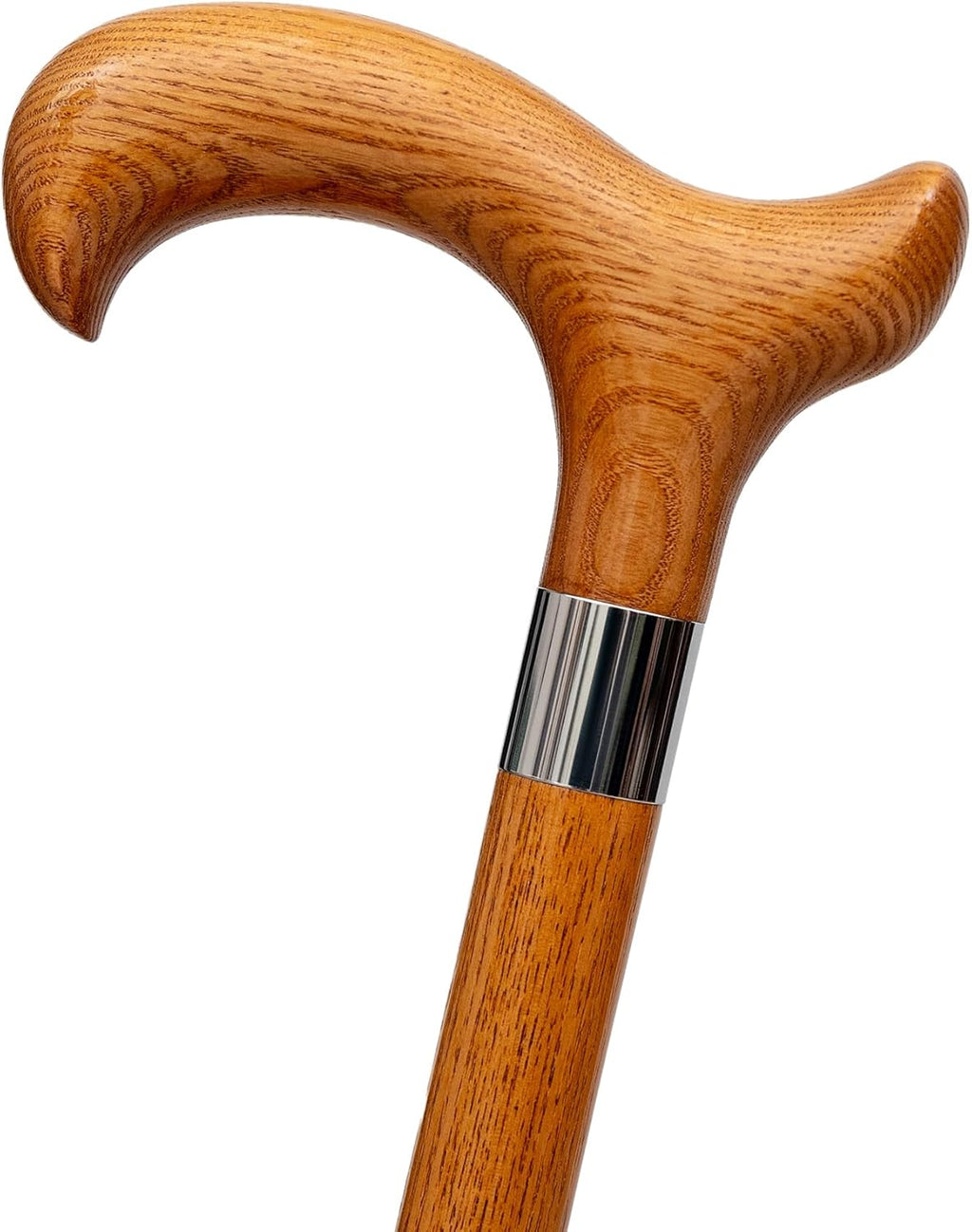 Dr. Watson Classic Derby Walking Cane – Handcrafted Ash Wood Cane with Polished Stainless Steel Collar