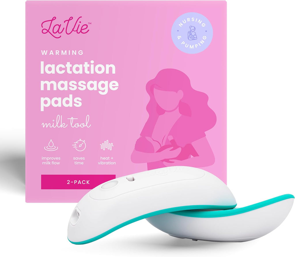 LaVie 2-in-1 Warming Lactation Massager, 2 Pack, Heat and Vibration, Pumping and Breastfeeding Essential, for Clogged Ducts, Improved Milk Flow, Mastitis