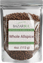 Whole Allspice Berries Pimenta dioica - Certified Kosher, 4oz Resealable Pouch | Fresh, Aromatic, All-Natural Spice for Cooking, Baking, Pickling, Bottle Refill, and Grinder Refill