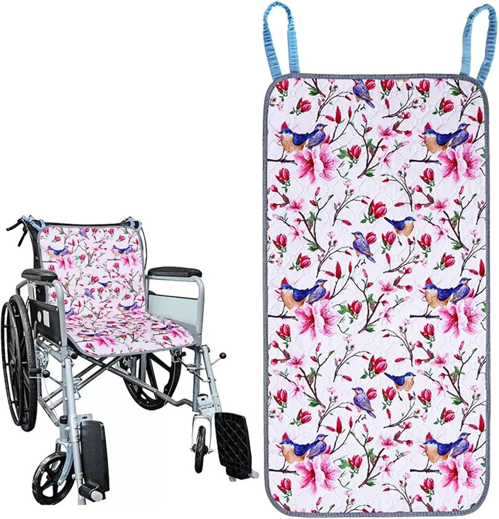 Waterproof Chair Pads for Incontinence, Reusable Washable Wheelchair Pads for Seat with Handles, Highly Absorbent Wheelchair Cover for Adults and Elderly Pink 35.4" x 19.68"
