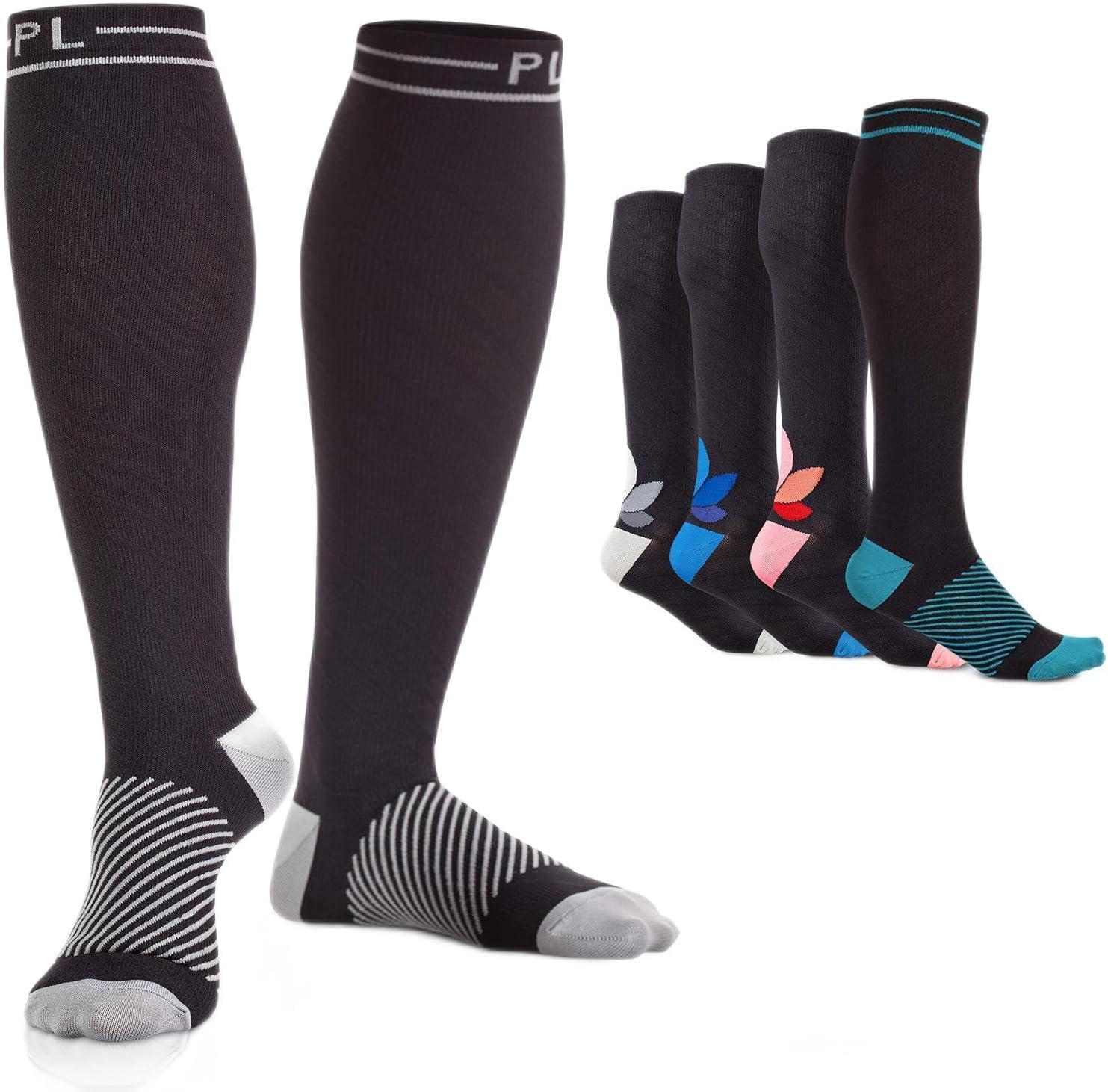 POWERLIX Compression Socks for Women & Men (Pair) for Neuropathy Swelling Pain Relief 20-30 mmHg Medical Knee-high Stockings