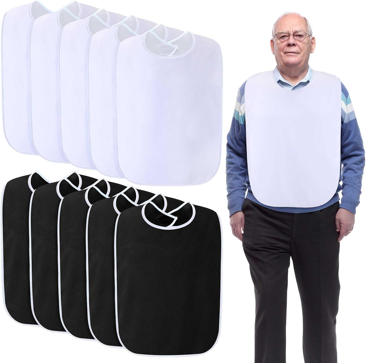 Adult Bibs Washable Clothing Protector for Men Women Adjustable Eating Cloth for Elderly Seniors and Disabled