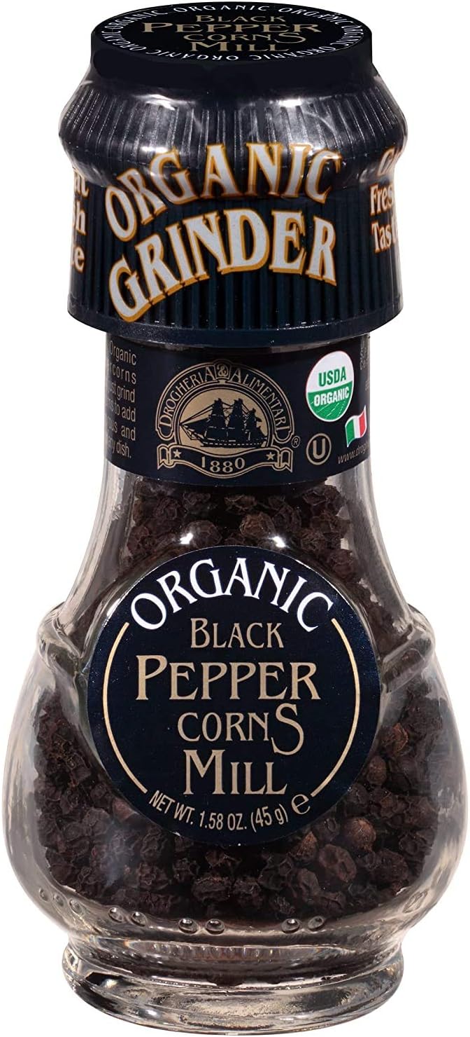 Drogheria & Alimentari All Natural Spice Grinder Black Peppercorns, 1.58 Ounce Jars (Pack of 3)