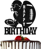 Football Birthday Cake Topper - Rugby Ball Cake Decorations - Football Party Decorations Black