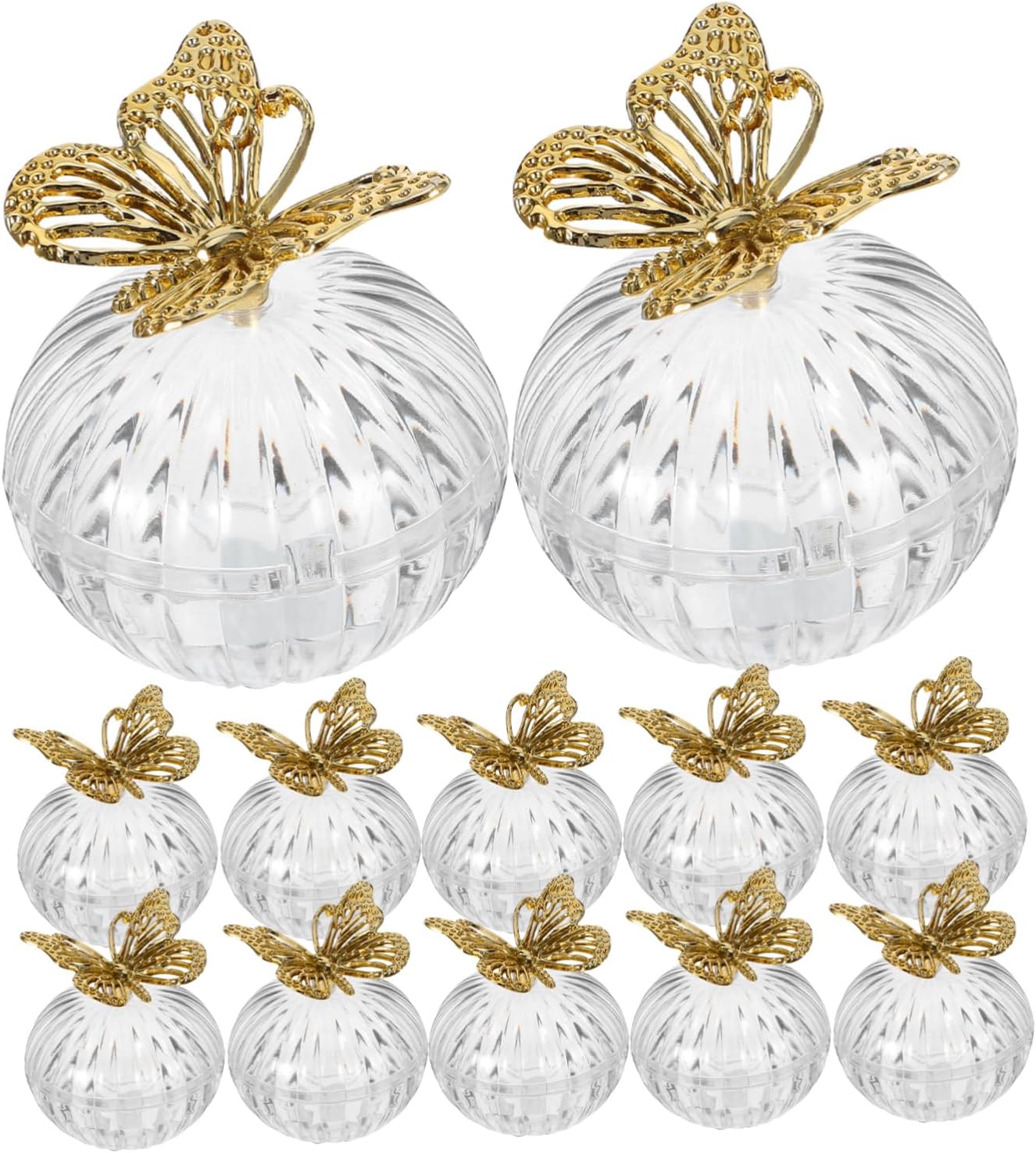 Cabilock 12pcs Plastic Candy Boxes Gold Plated Elegant Wedding Favor Containers for Parties and Home Use for Storage and Celebrations