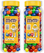 M&M’S Peanut Candy Jars, Assorted Chocolate Candies, Party Size Bulk, Movie Night Treats, Bulk Chocolate Candy, Buffet Chocolates, Resealable and Recyclable, 23 Oz Each, Pack of 2