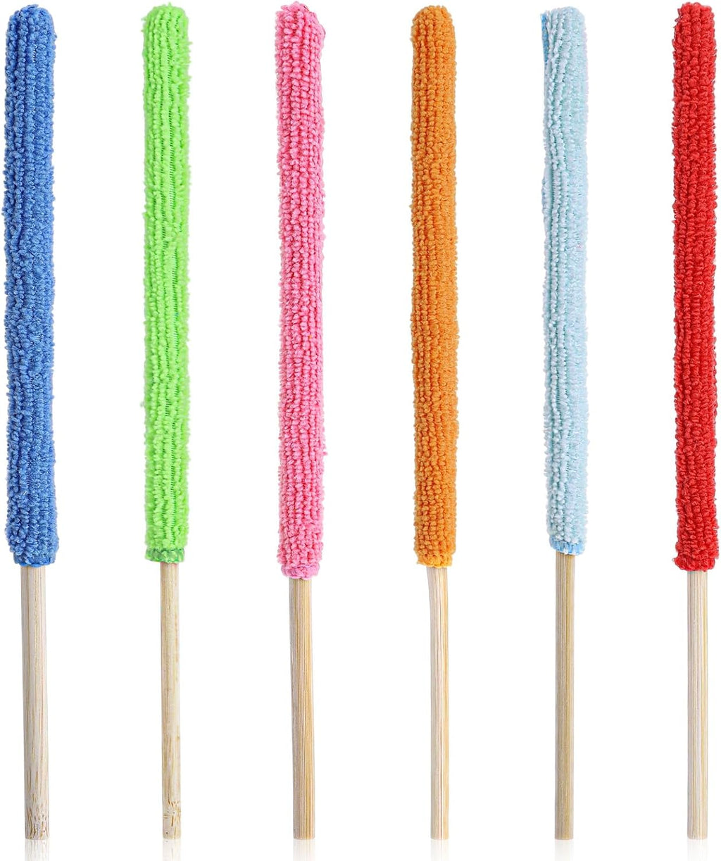 6 Pcs Microfiber Detail Duster Sticks Fan Cleaning Brush Fan Blade Cleaner Crevice Cleaning Tool Mini Split Cleaning Kit Car Air Vent Cleaner Fan Clean Brush for Home Car Window Blind