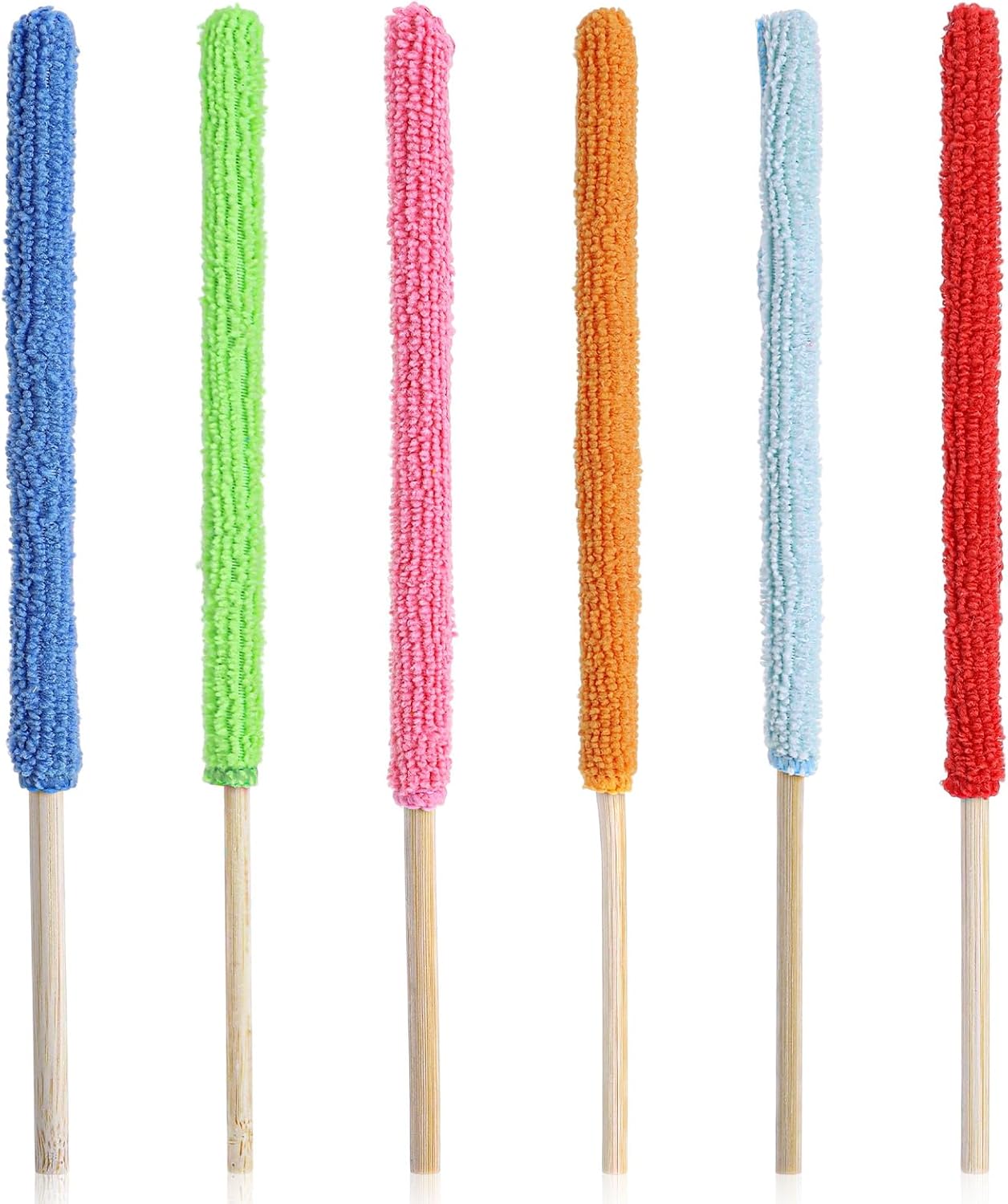 6 Pcs Microfiber Detail Duster Sticks Fan Cleaning Brush Fan Blade Cleaner Crevice Cleaning Tool Mini Split Cleaning Kit Car Air Vent Cleaner Fan Clean Brush for Home Car Window Blind