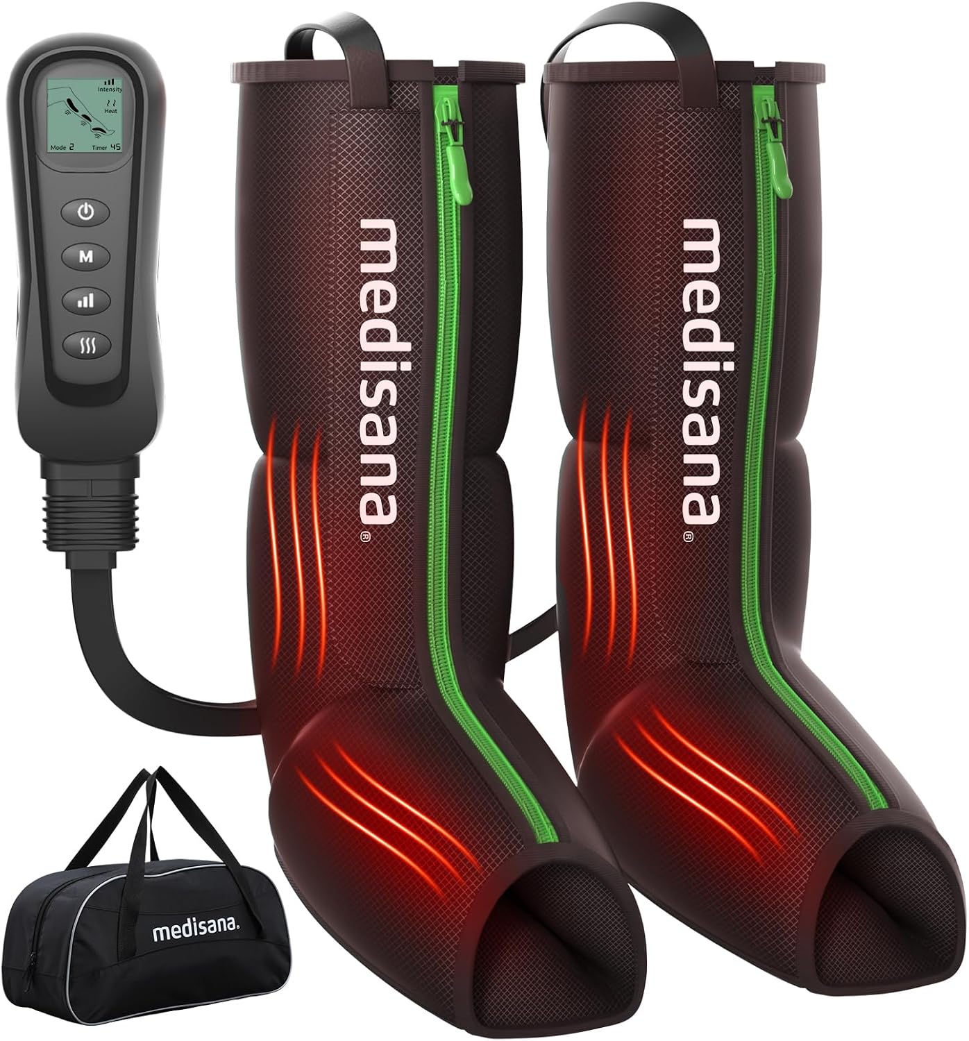 Medisana Leg Massager with Heat and Compression, Leg Massager for Circulation and Pain Relief, Foot and Calf Massager Machine for Edema, Relax Recover-Birthday Gifts for Dad Men Mom Women