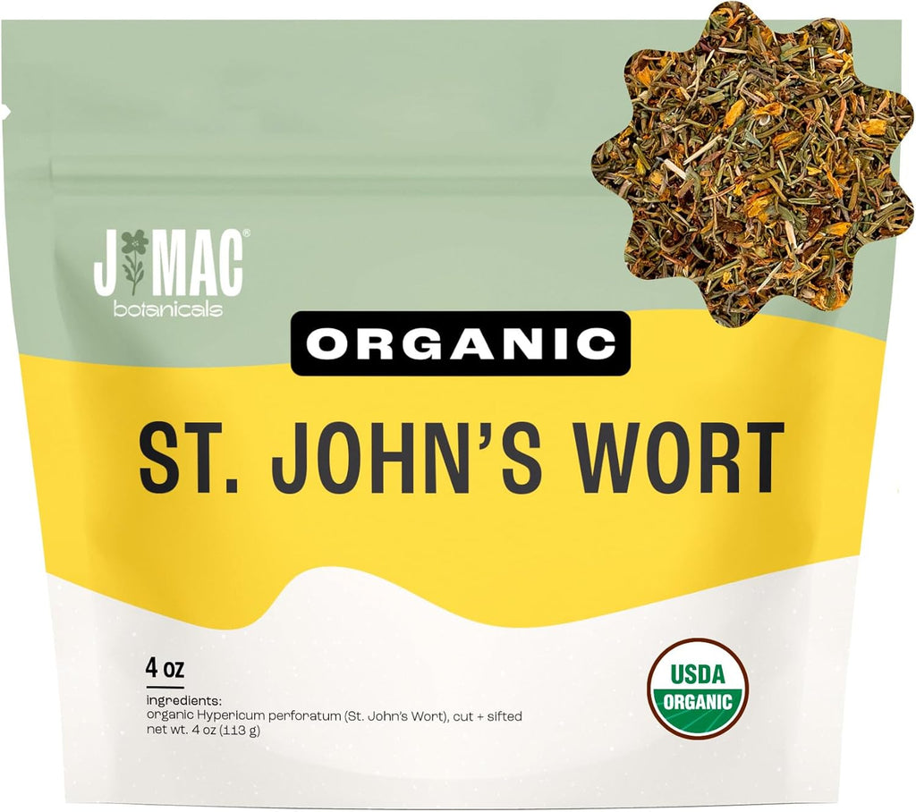 J Mac Botanicals, Organic St John's Wort herb (4 oz) loose leaf St. Johns Wort tea