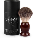QSHAVE 100% Best Original Pure Badger Hair Shaving Brush Handmade. Real Wood Base. Perfect for Wet Shave, Safety Razor, Double Edge Razor