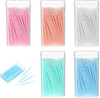 WLLHYF 500Pcs Double Head Dental Floss Interdental Toothpick Brush Teeth Stick Oral Care Tool Disposable Plastic Toothpicks for Travel and Home Use (100pcs/Box)