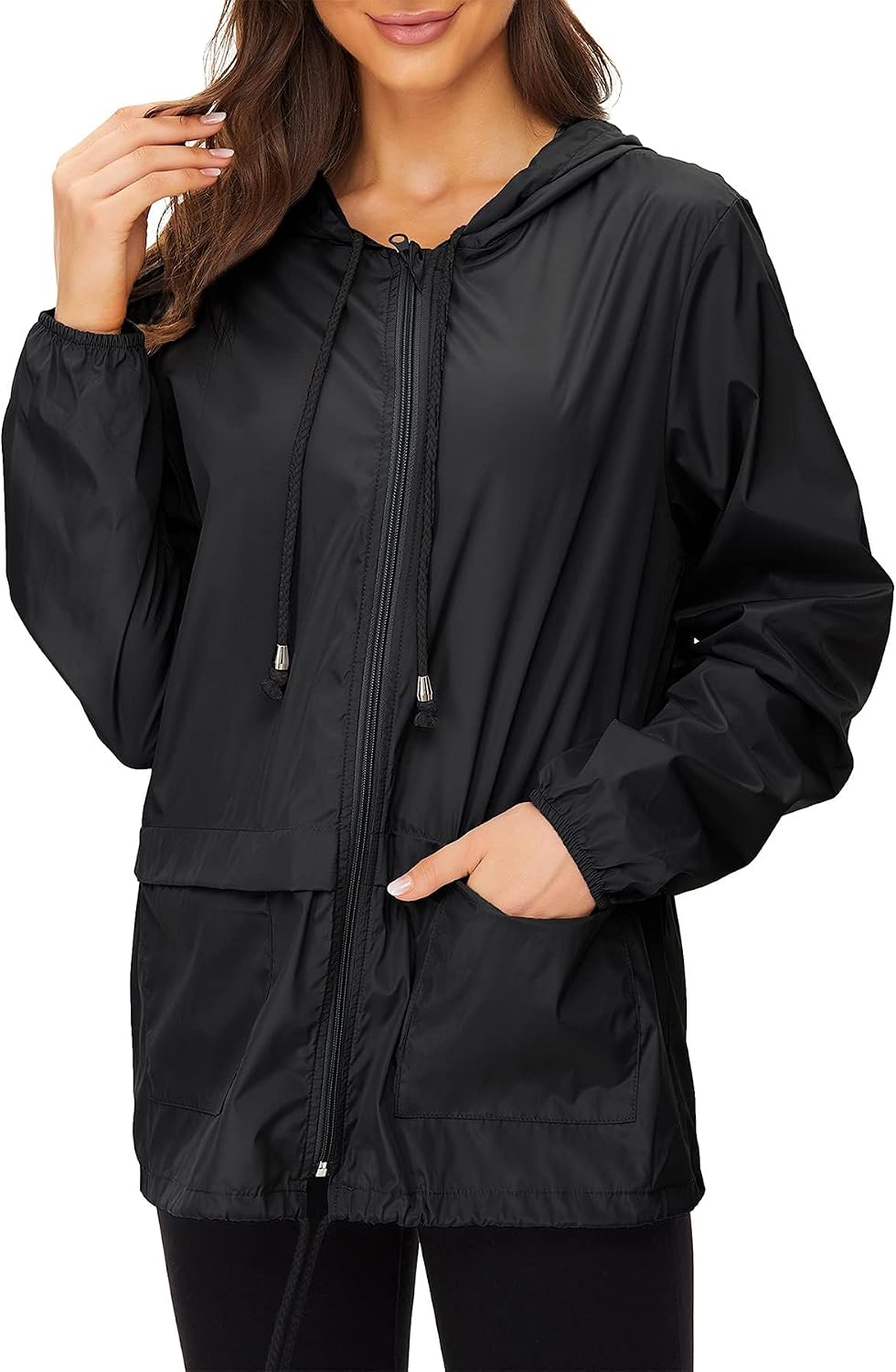Zando Lightweight Rain Jacket Women Waterproof - Raincoat for Women Packable Rain coat Hooded Windbreaker for Travel Outdoor