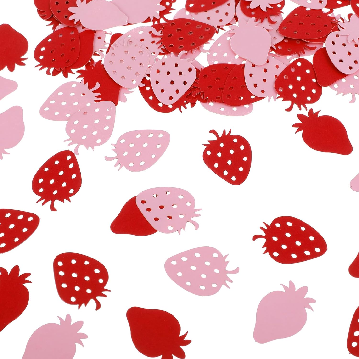 100 Pcs Strawberry Confetti Table Red Pink Paper Strawberry Themed Table Confetti, Berry Sweet Baby Shower Decorations for Wedding Birthday