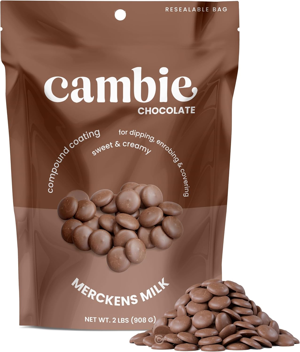 Merckens Milk Melting Chocolate - 2 Pounds of Premium Quality Milk Candy Melts to make Dubai Chocolate Bar, Cake Pops, Cocoa Bombs, & Homemade Desserts