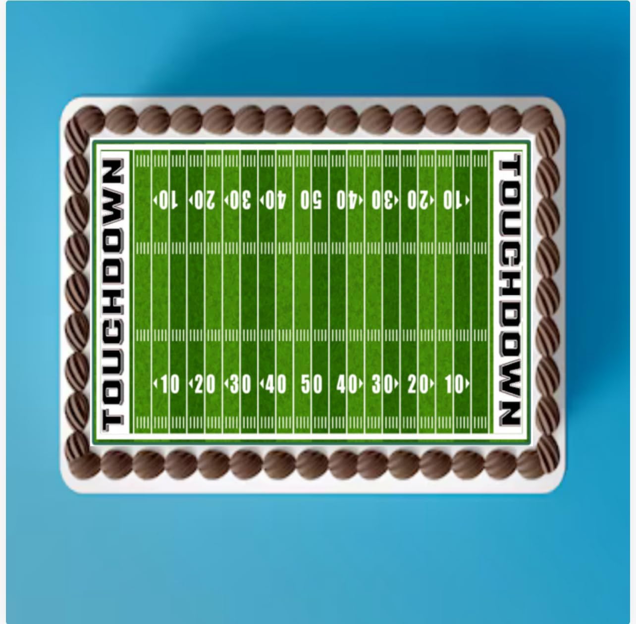 Football Field Edible Cake Topper Icing Sheet, 8x10 Inch, Touchdown Theme Cake Decoration