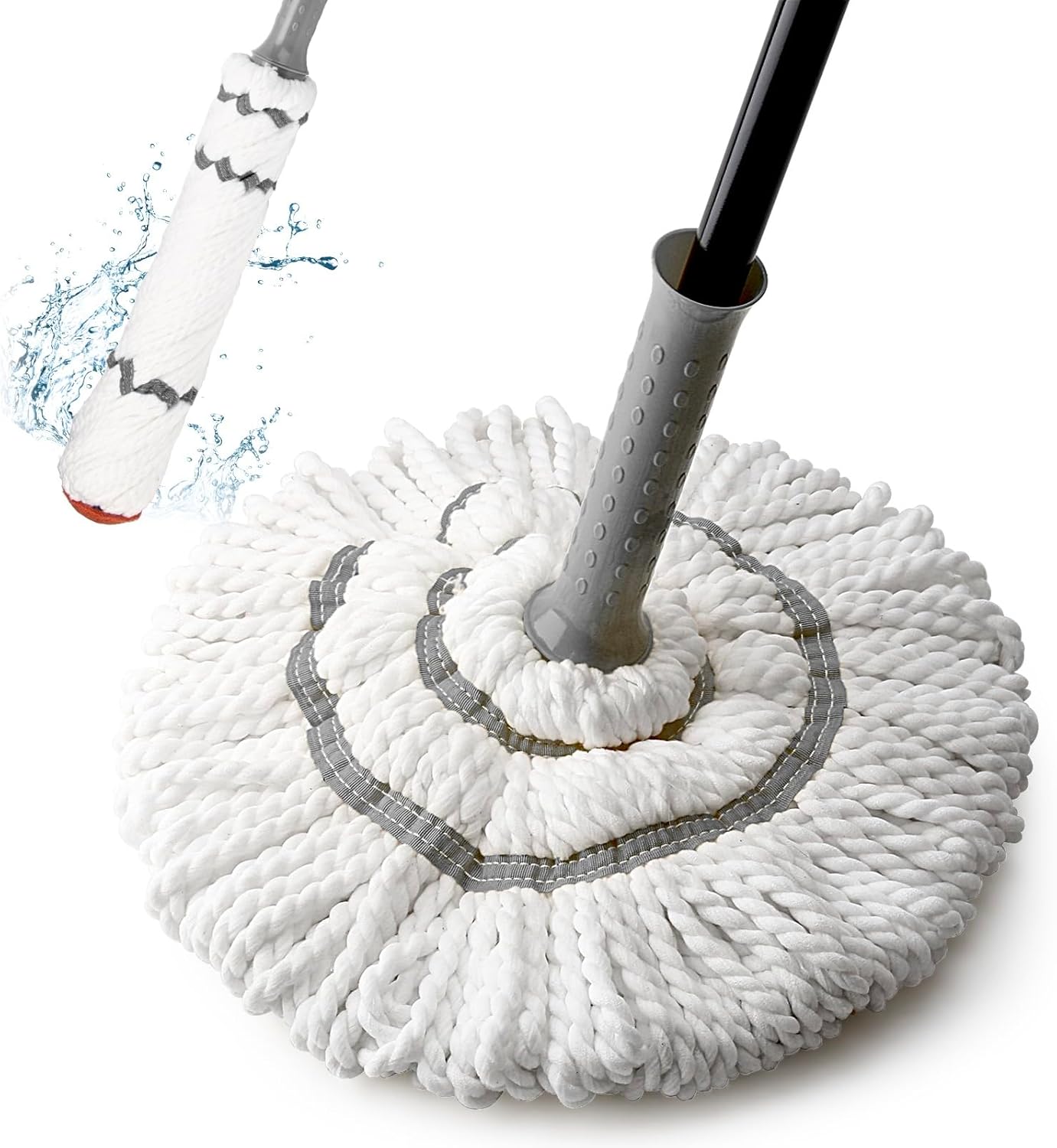 KeFanta Self-Wringing Twist Mops for Floor Cleaning, Microfiber Floor mop with 57 " Long Handle, Cotton Wet Mop for Hardwood Tile Kitchen Bathroom Patio Garage Commercial Household