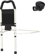 Bed Rails for Seniors & Bed Rail for Elderly, Adjustable Safety Support with Non-Slip Ergonomic Handle & Storage Pocket, Fall Prevention Assist Rail with Support Leg, ASTM Certified, 350 lbs Capacity
