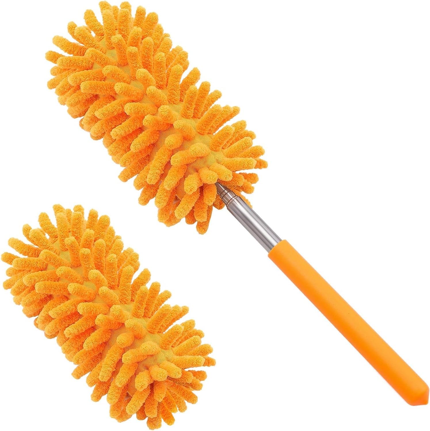 Microfiber Duster with Extendable Pole – Hand Washable & Detachable Cleaning Tool with Replaceable Heads for Home, Car, Office, Furniture & Ceiling Fans