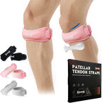GOUNOD Patellar Tendon Support Strap 2 Pack,Knee Strap for Knee Pain Relief,Patella Band for Basketball, Jumpers Knee, Tendonitis, Running, Hiking, Soccer, Osgood Schlatter(Pink)