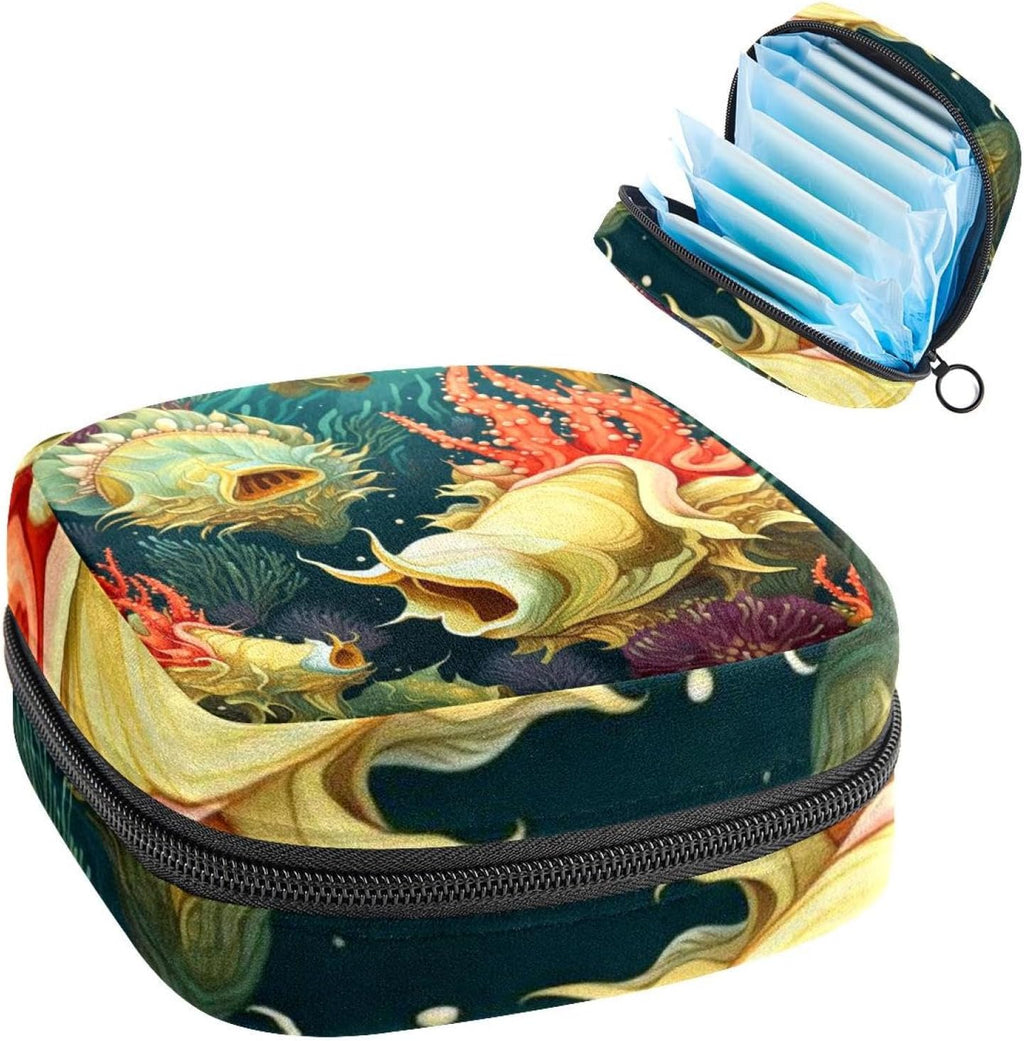 Sea Slug Sanitary Napkin Storage Bag, Tampons Collect Holder Purse, First Period Kit for Girls Women, Pad Bag for Period for School