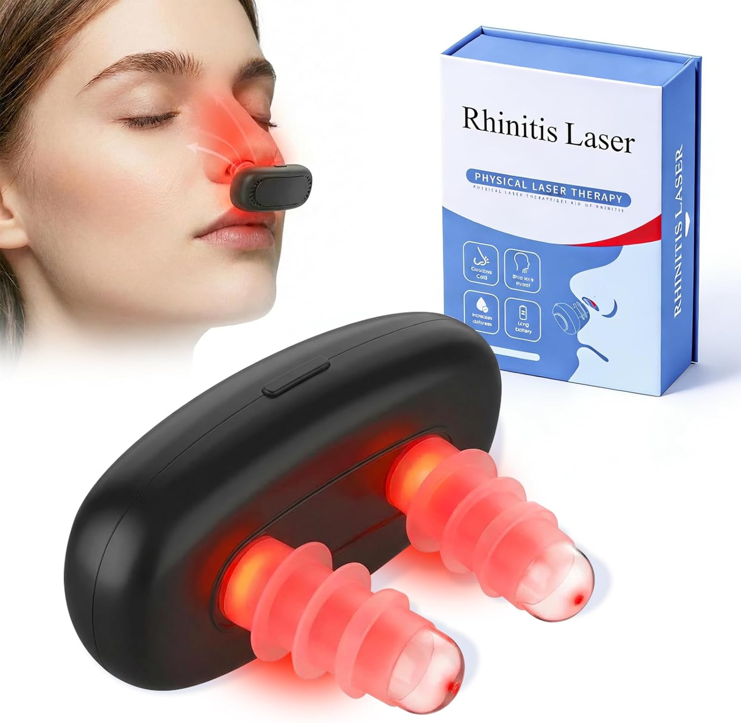 Red Light Nose Care Device, LED Nose Wellness Tool for Daily Nasal Comfort, USB Rechargeable Portable Design with 3 Light Modes & Auto Shut-Off, Lightweight, Black, 1PC