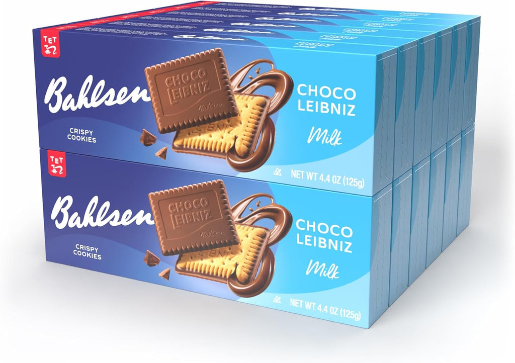 Bahlsen Choco Leibniz Milk Cookies (12 boxes) - Leibniz Butter Biscuits topped with a thick layer of European Chocolate - 4.4 oz boxes