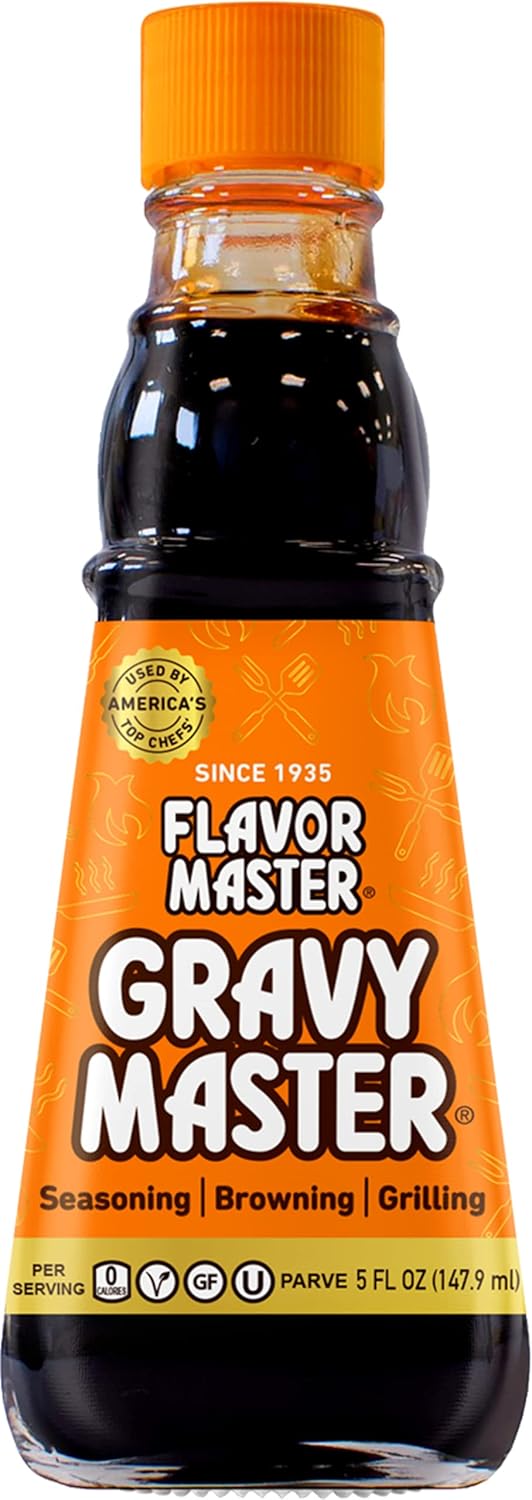Gravy Master: Grilling, Seasoning and Browning Sauce - Ready to Use - 1 Bottle (5 fl oz) - Vegetarian, No Gluten, Kosher, Pareve - Grill, Glaze, Braise, Steak Crust - Made in the USA Since 1935