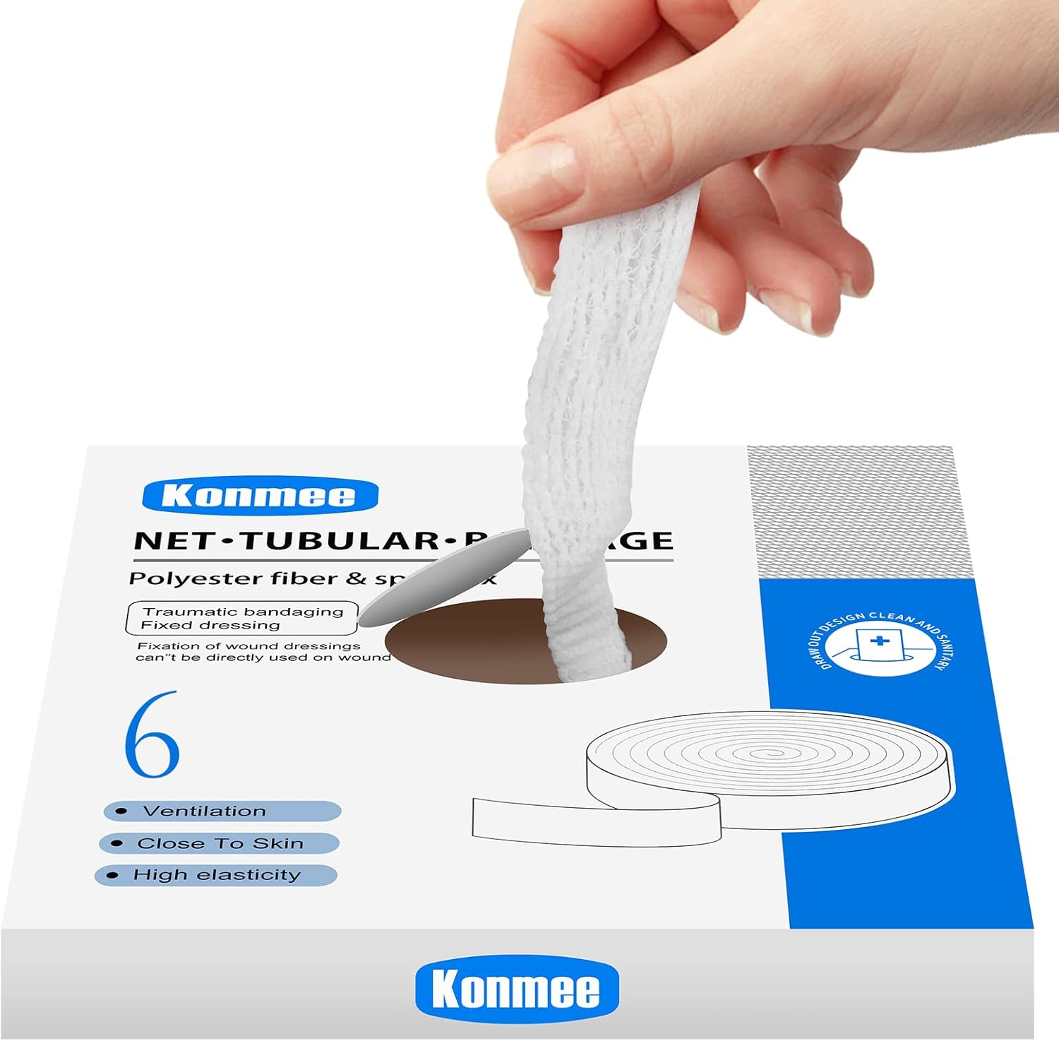 Tubular Bandage Elastic Net Wound Dressing Elastic Dressing Retainer Tubular Stretch Elastic Gauze Bandage, Size 6 for Knee, Calf and Ankle