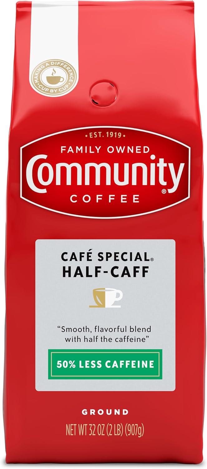 Community Coffee Cafe Special Half-Caff 32 Ounces, Medium Dark Roast Ground Coffee, 32 Ounce Bag (Pack of 1)