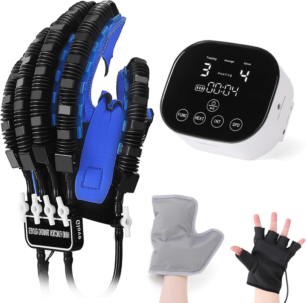 Rehability Robot Gloves Hemiplegia Hand Stroke Recovery Equipment, Hand Dysfunction Training Device for Stroke, Finger Orthosis for Finger Cramps (Left, XL)