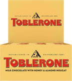TOBLERONE Milk Chocolate Bar with Honey and Almond Nougat, Bulk Chocolate, 12 - 3.52 oz Bars