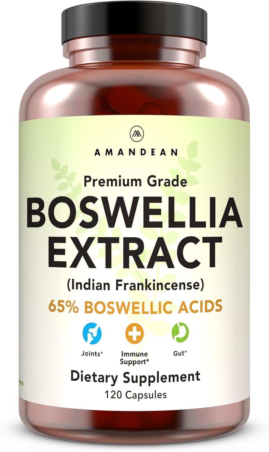 AMANDEAN Boswellia Serrata Extract. 500mg 120 Veggie Capsules. 65% Boswellic Acids with AKBA. Indian Frankincense Inflammation Supplement. Joint Health Support. (Packaging May Vary)