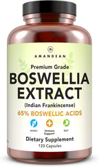 AMANDEAN Boswellia Serrata Extract. 500mg 120 Veggie Capsules. 65% Boswellic Acids with AKBA. Indian Frankincense Inflammation Supplement. Joint Health Support. (Packaging May Vary)