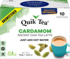 QuikTea Cardamom Unsweetened Chai Tea Latte – 10 Count, Bold Cardamom Flavor, Naturally Caffeine-Light, no preservatives, No Sugar Added – Just Add Hot Water