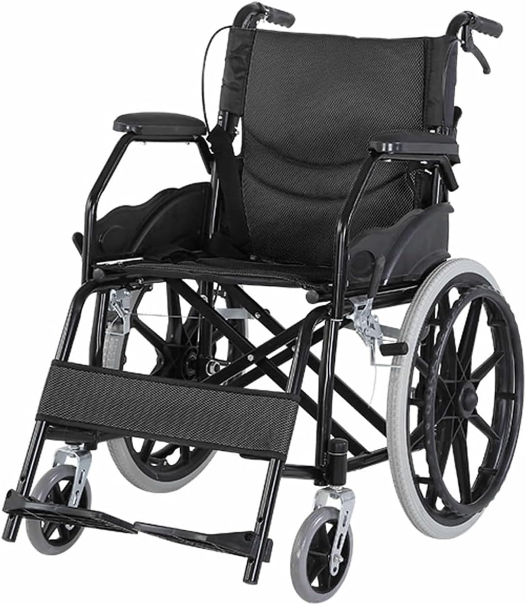 Safety Wheelchair Manual Wheelchairs Carbon Steel Folding Transport Chair Self-propelled Wheelchairs with 16.9 Inch Seat Transport Wheelchair Easy to Carry