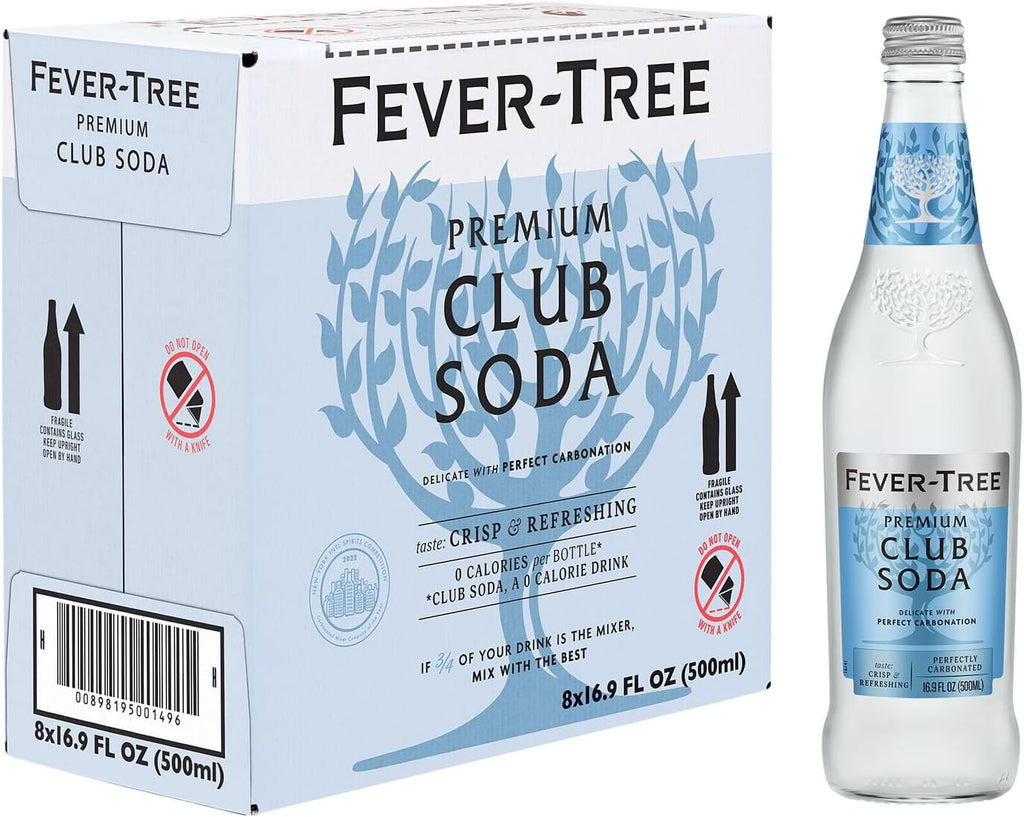 Fever-Tree Premium Club Soda, 16.9 Fl Oz Glass Bottle (8 Count)