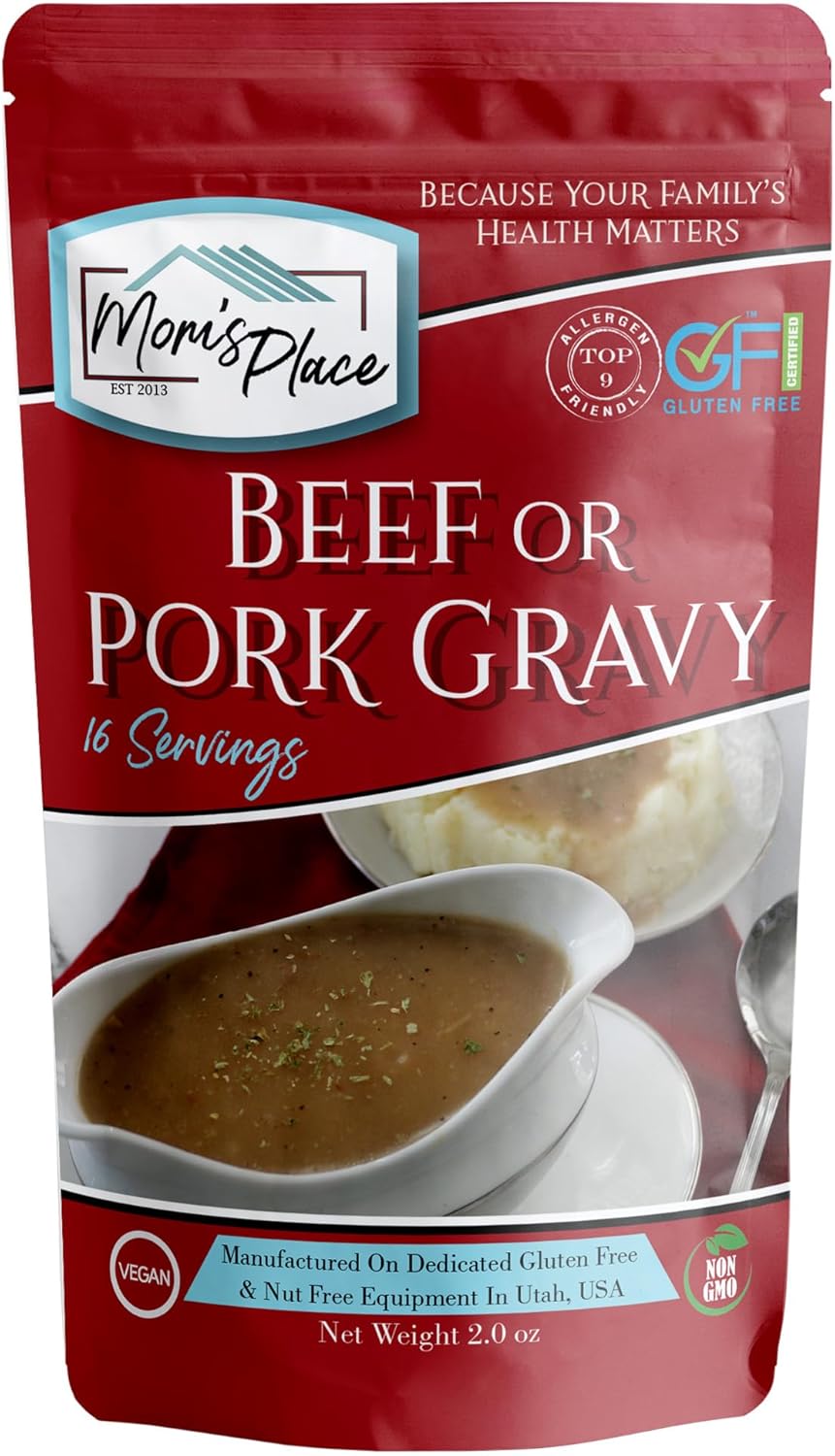 Mom's Place Gluten-Free & Vegan Beef or Pork Gravy Mix, Soy Free & Dairy Free, Corn Free, 2.0 oz